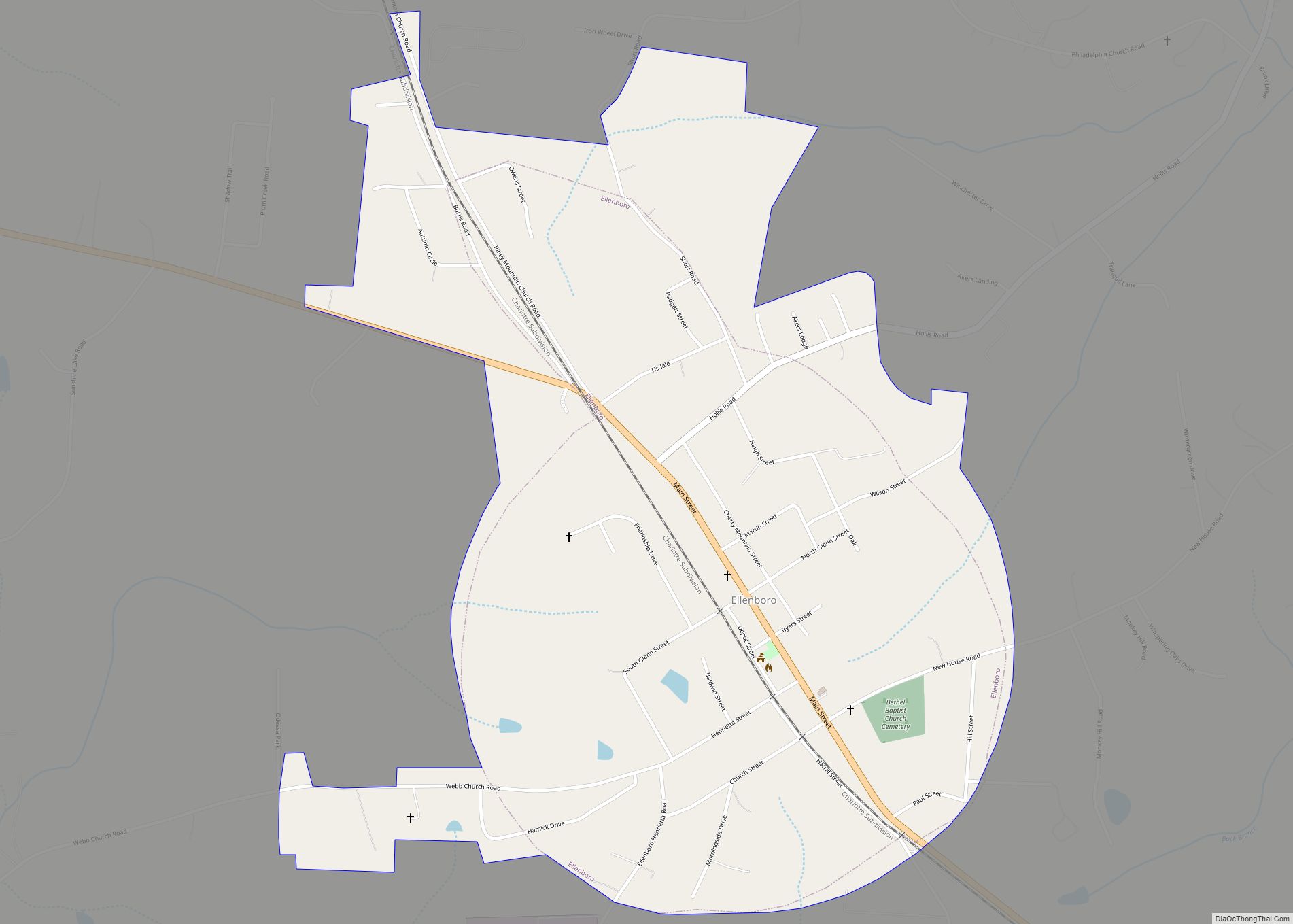 Map of Ellenboro town, North Carolina