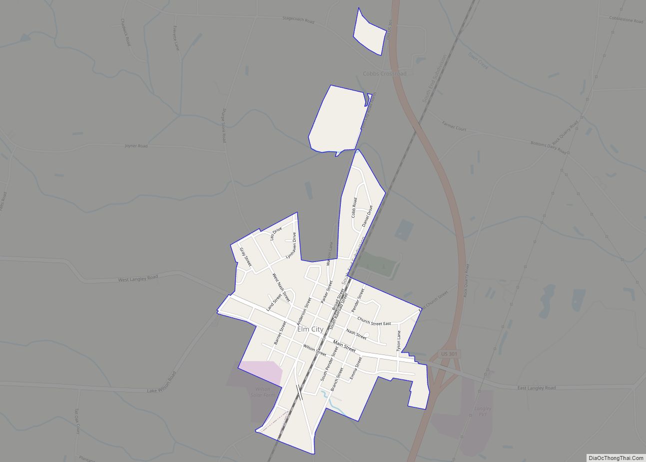 Map of Elm City town