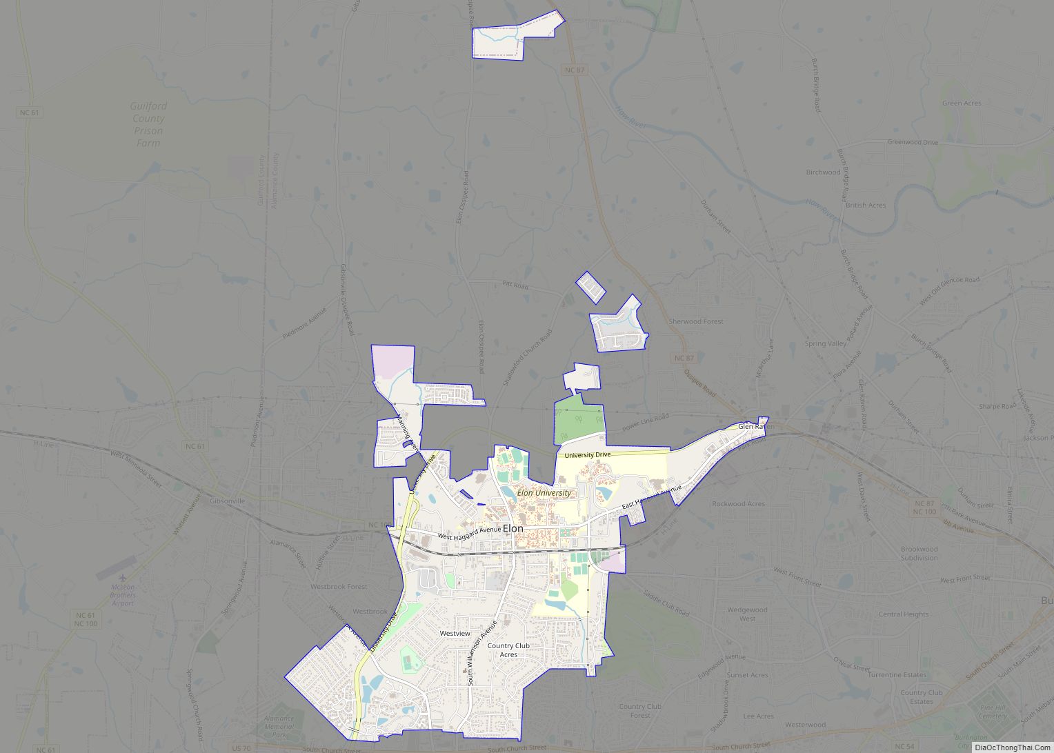 Map of Elon town