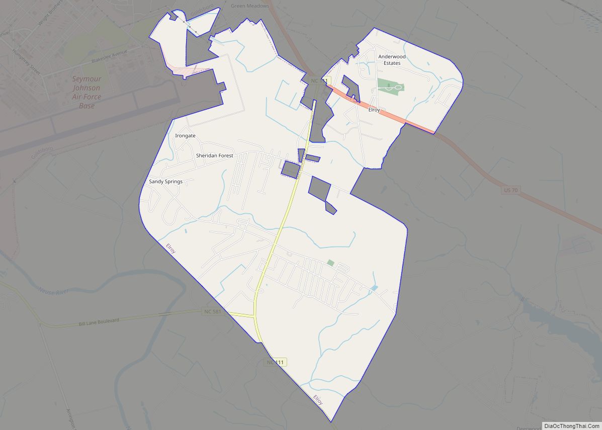 Map of Elroy CDP, North Carolina