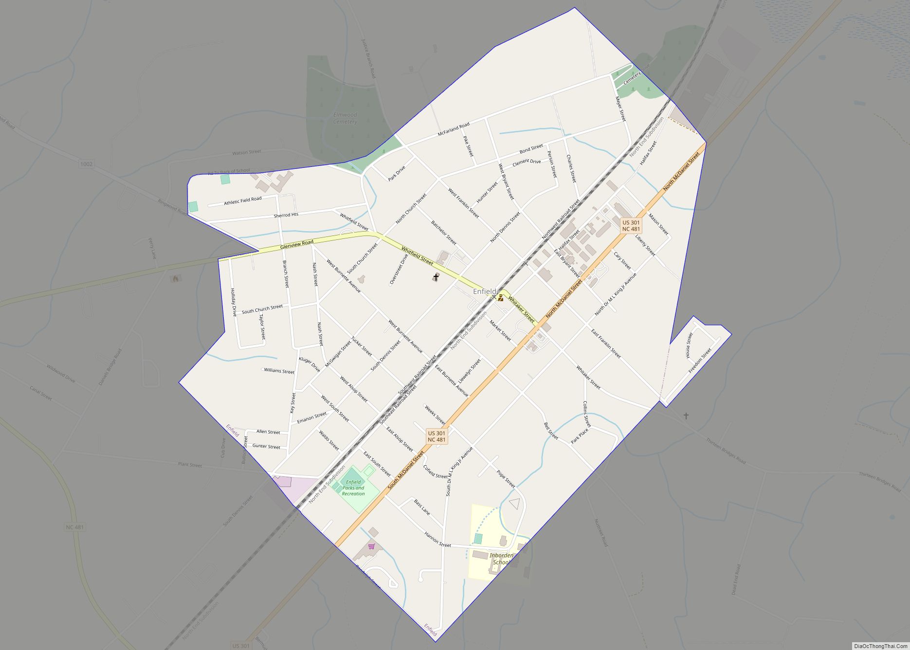 Map of Enfield town, North Carolina