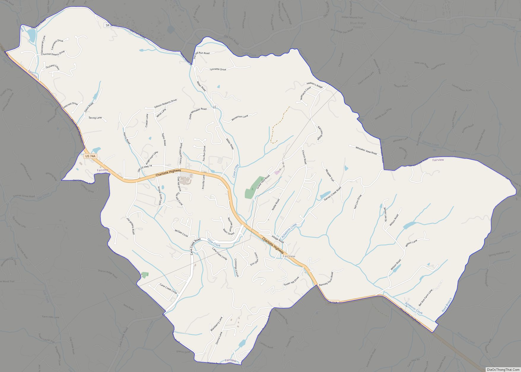 Map of Fairview CDP, North Carolina