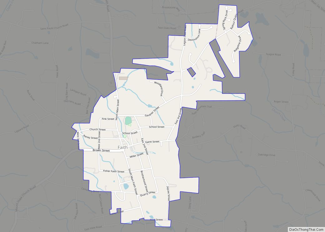 Map of Faith town, North Carolina