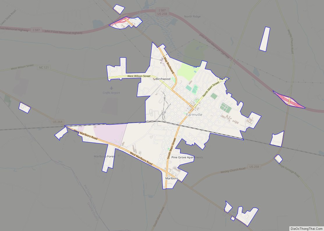 Map of Farmville town, North Carolina