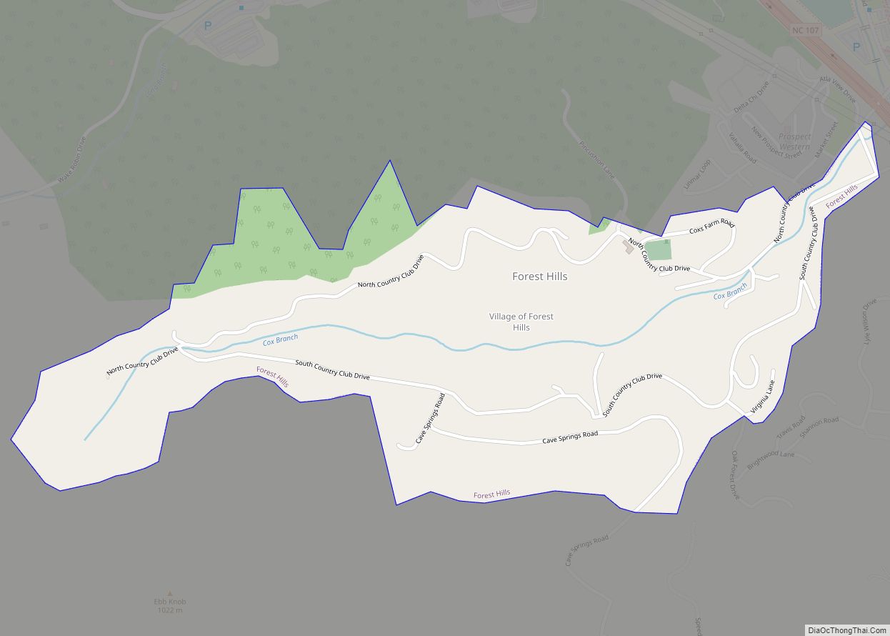 Map of Forest Hills village, North Carolina