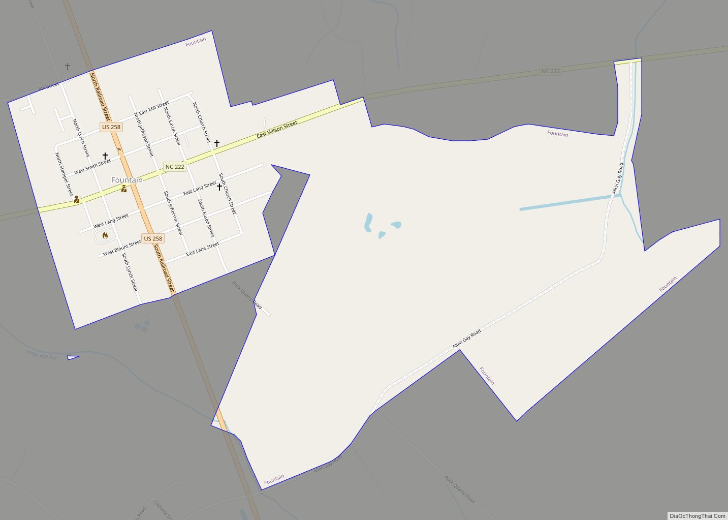 Map of Fountain town, North Carolina