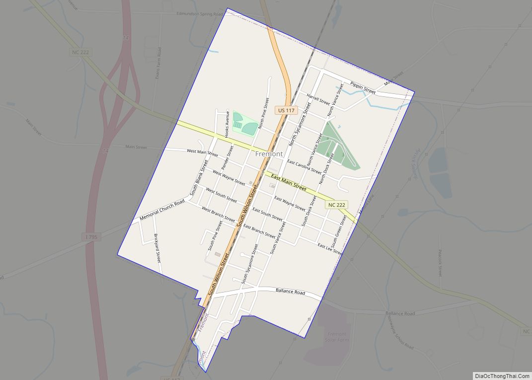 Map of Fremont town, North Carolina