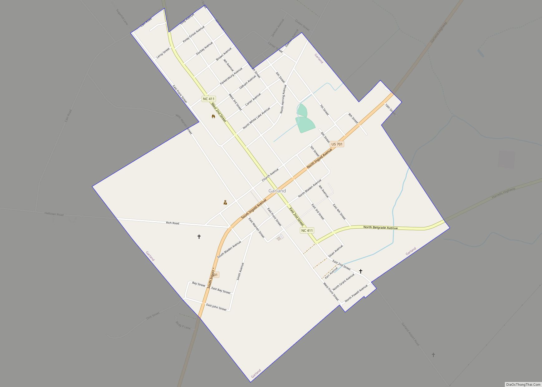 Map of Garland town, North Carolina