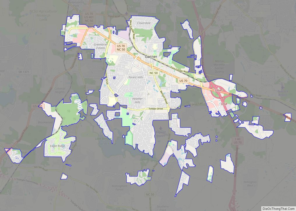 Map of Garner town, North Carolina