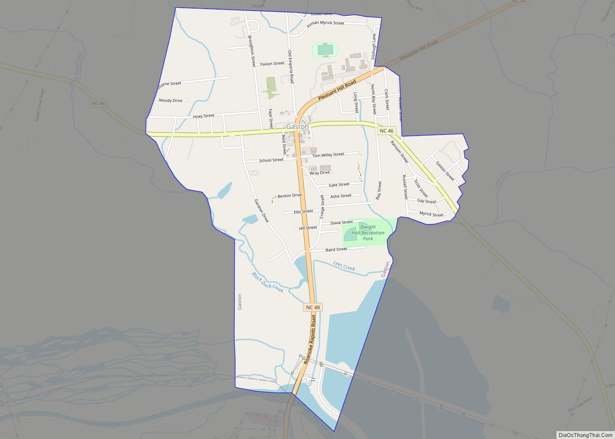 Map of Gaston town, North Carolina