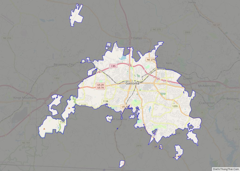 Map of Gastonia city