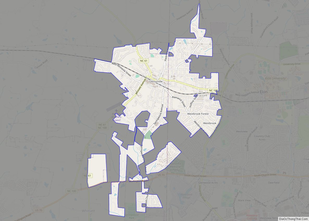 Map of Gibsonville town