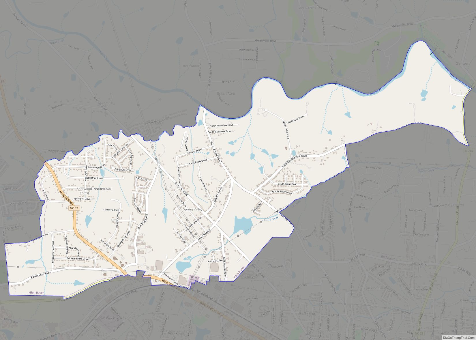 Map of Glen Raven CDP