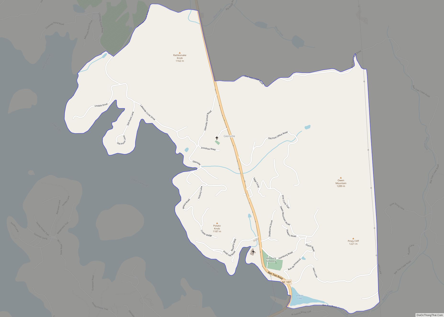 Map of Glenville CDP, North Carolina