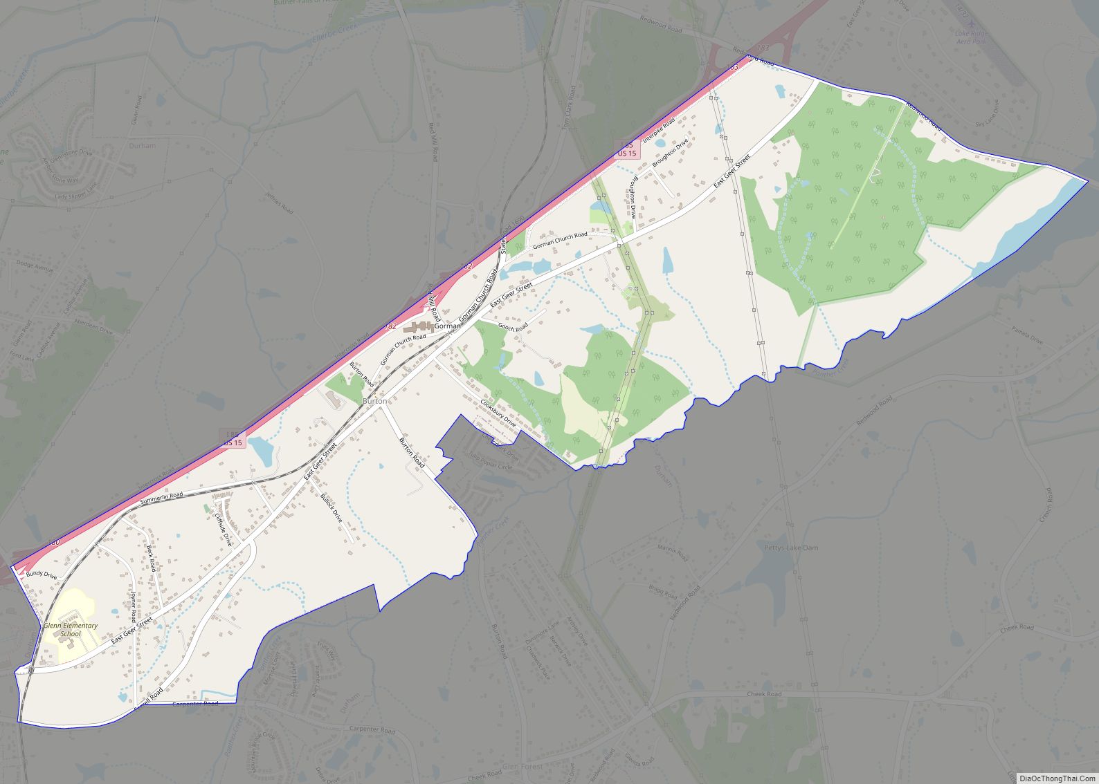 Map of Gorman CDP, North Carolina