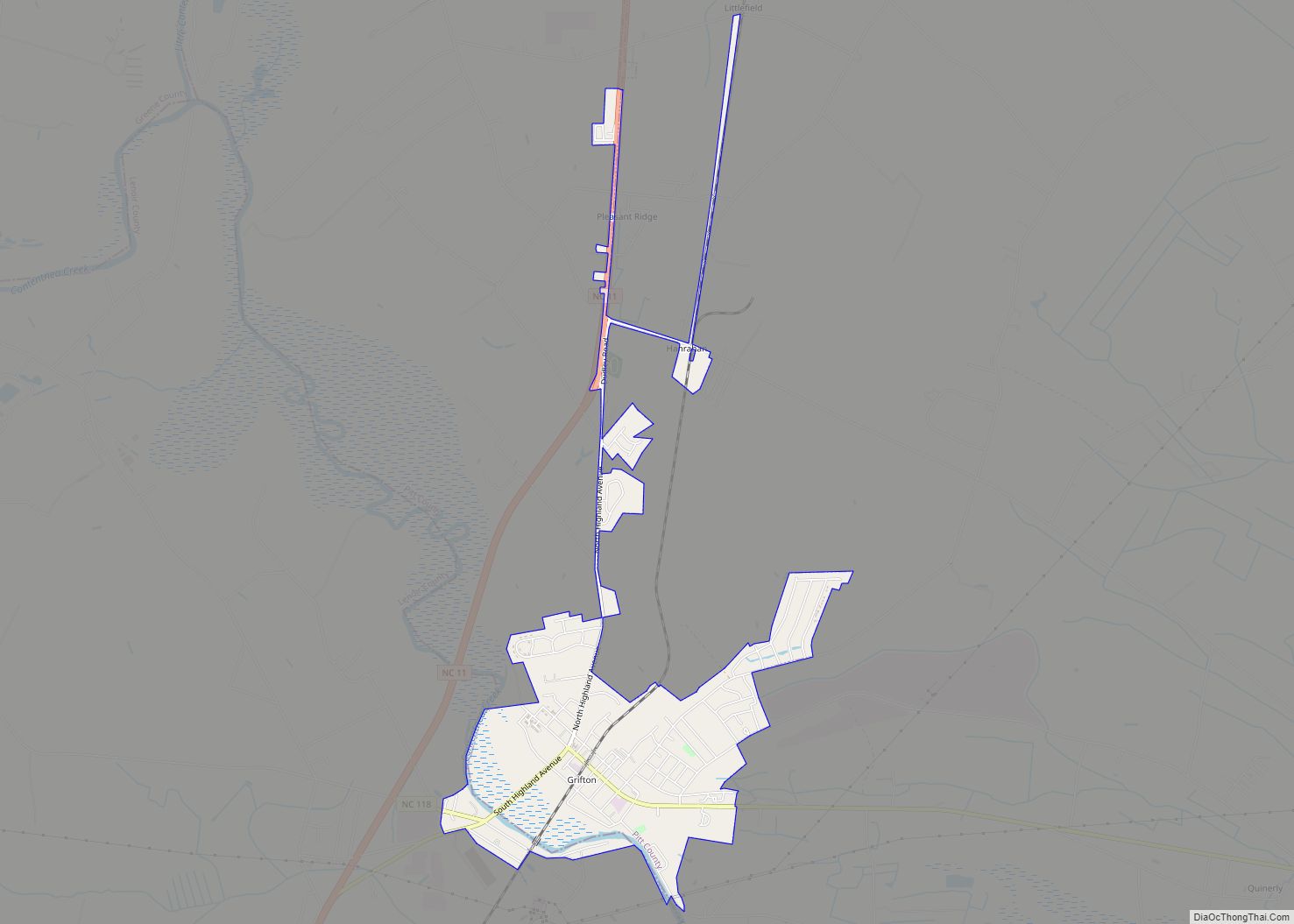 Map of Grifton town