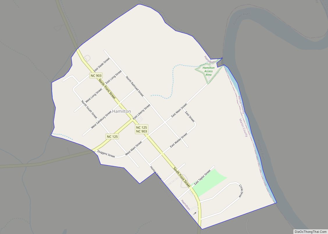 Map of Hamilton town, North Carolina