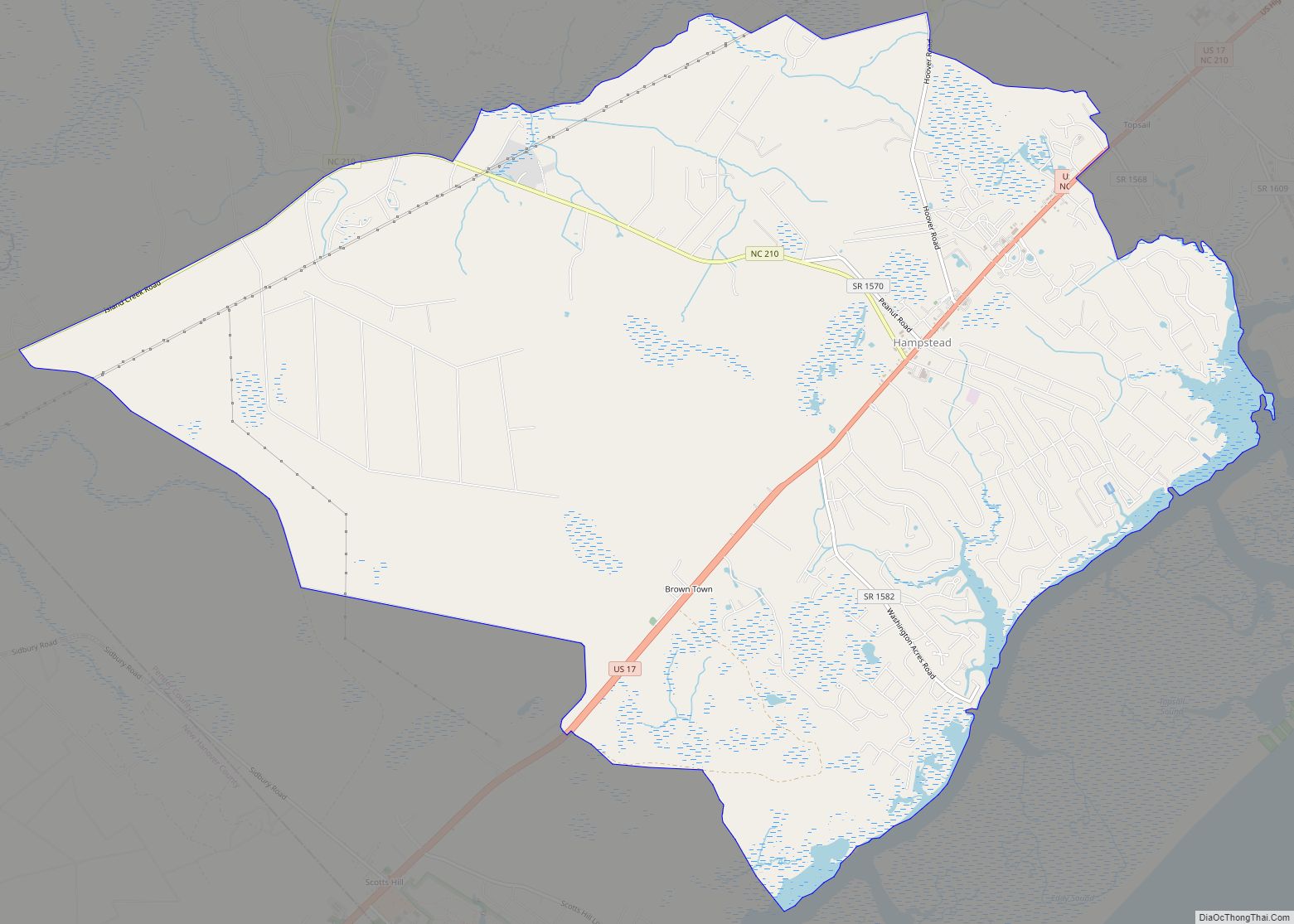 Map of Hampstead CDP, North Carolina