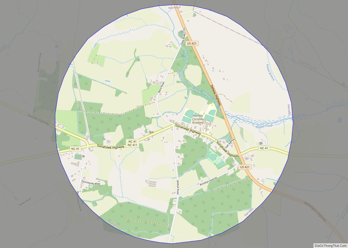 Map of Harrells town