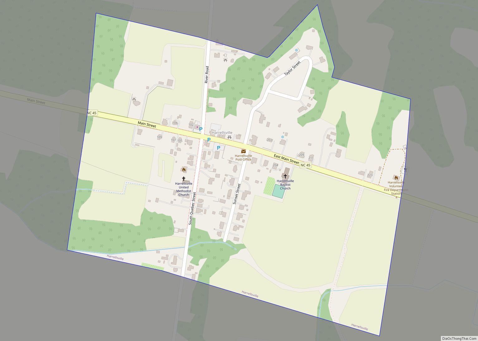 Map of Harrellsville town