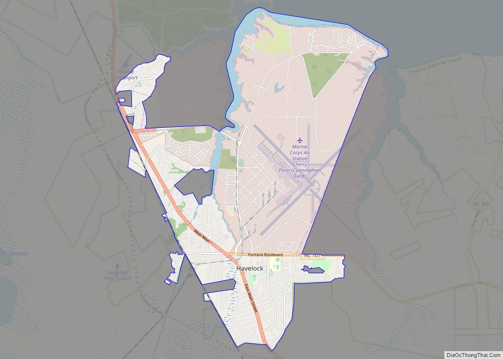 Map of Havelock city, North Carolina