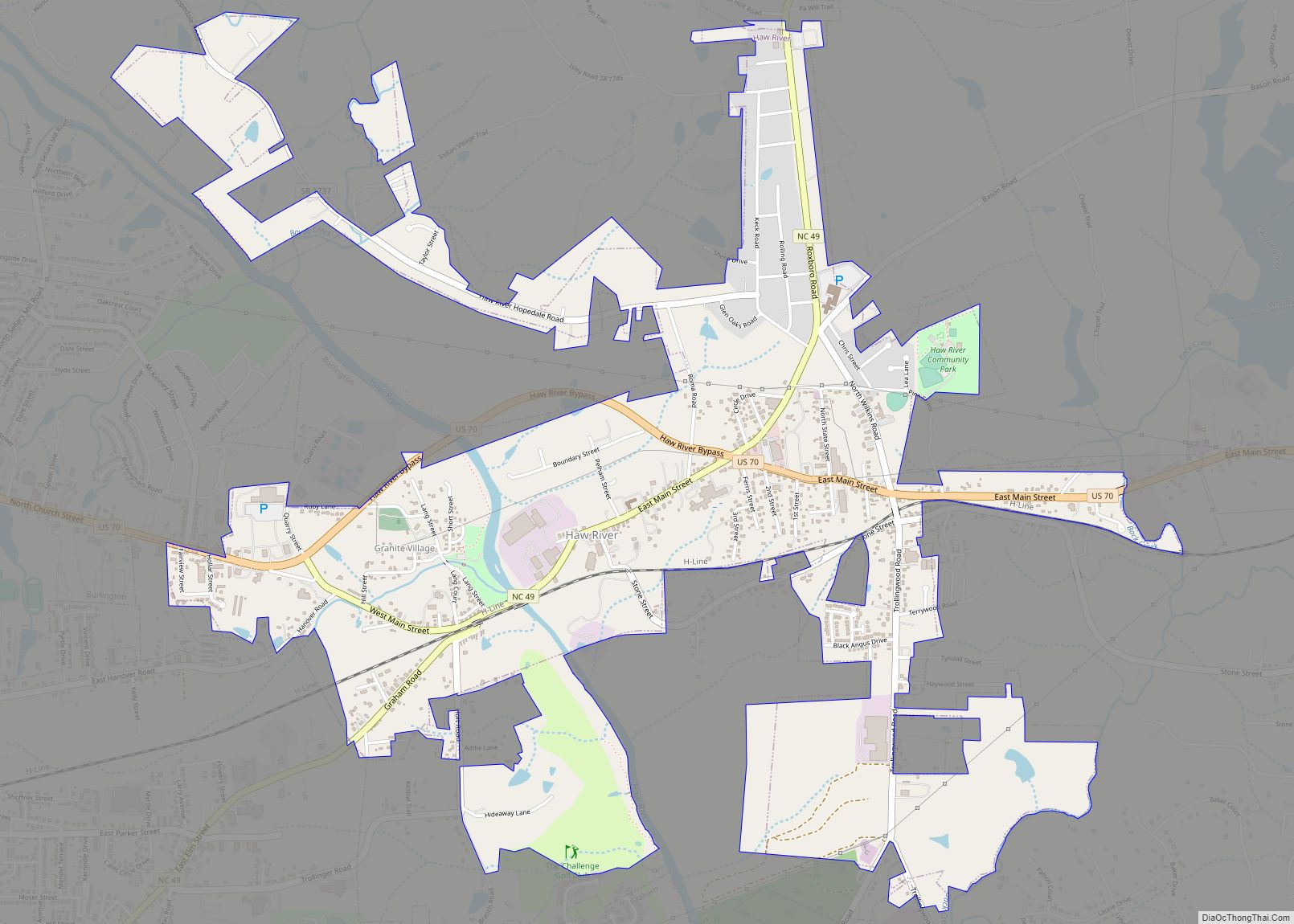 Map of Haw River town