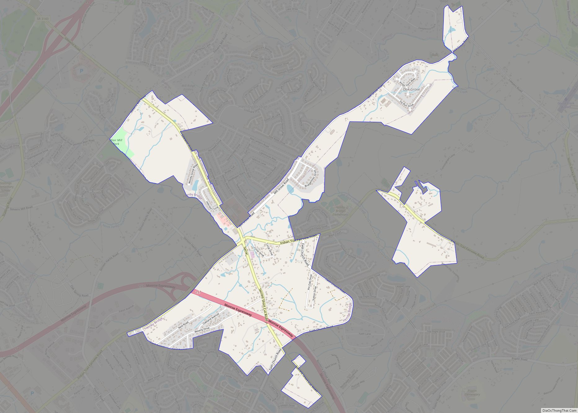 Map of Hemby Bridge town