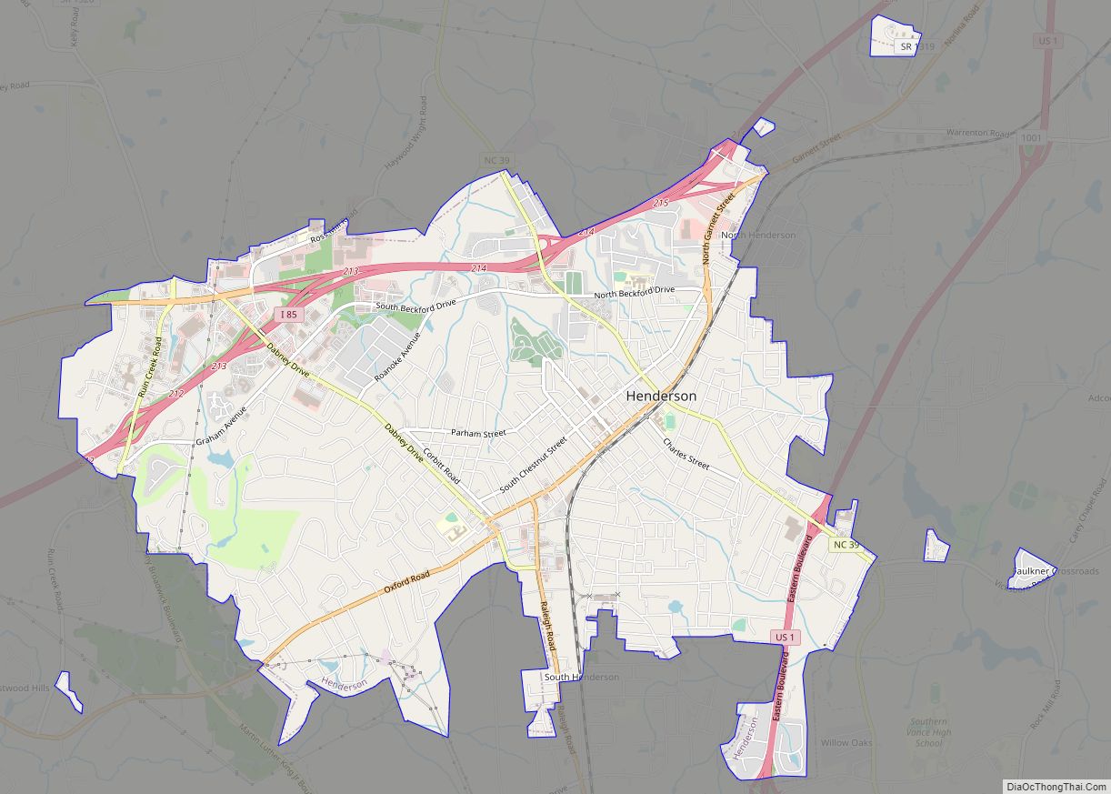 Map of Henderson city, North Carolina