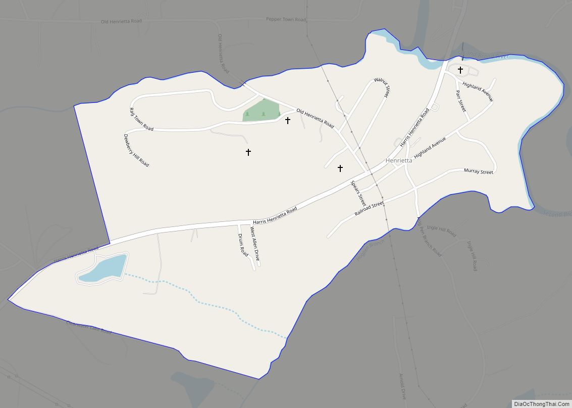 Map of Henrietta CDP, North Carolina