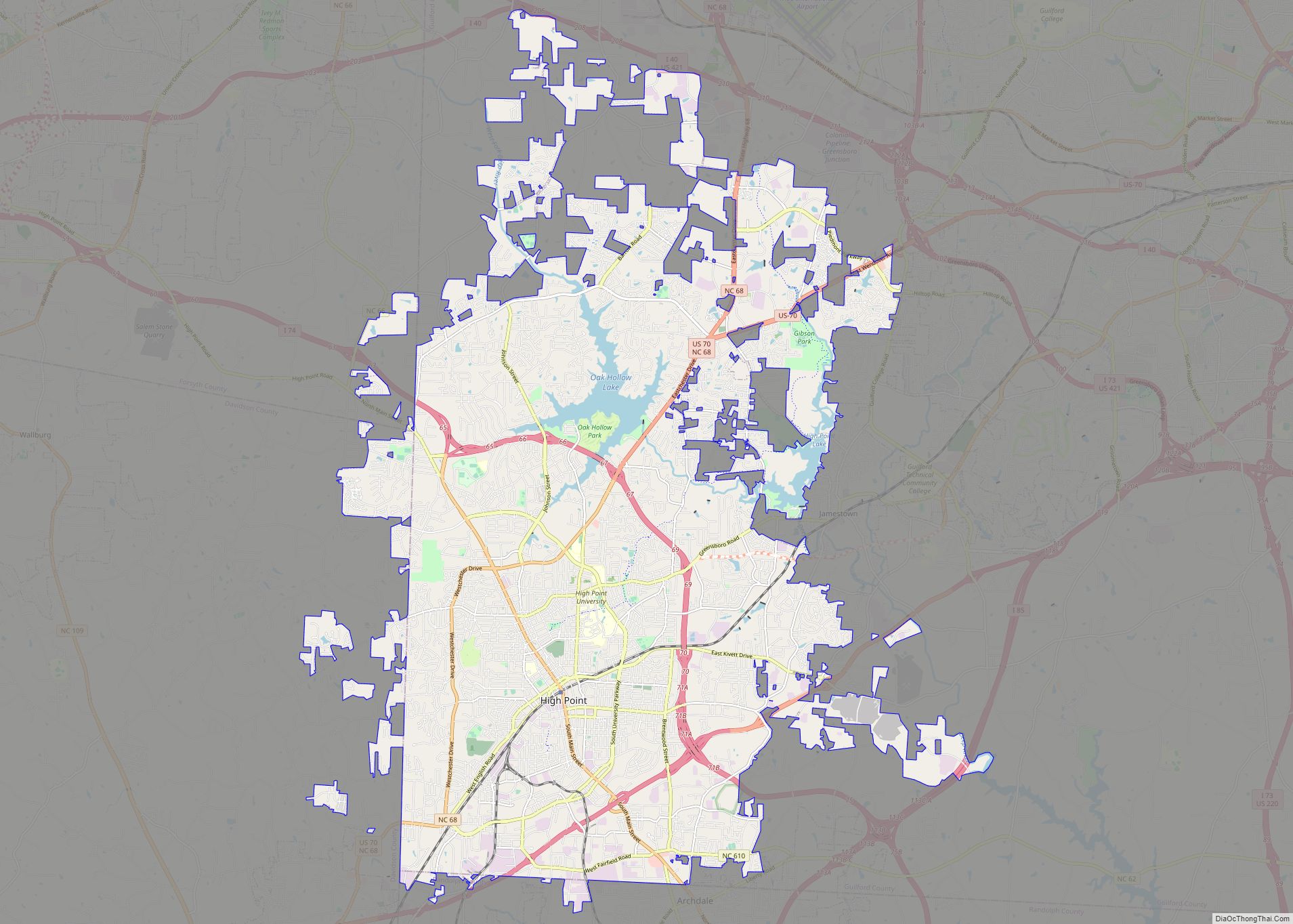 Map of High Point city, North Carolina