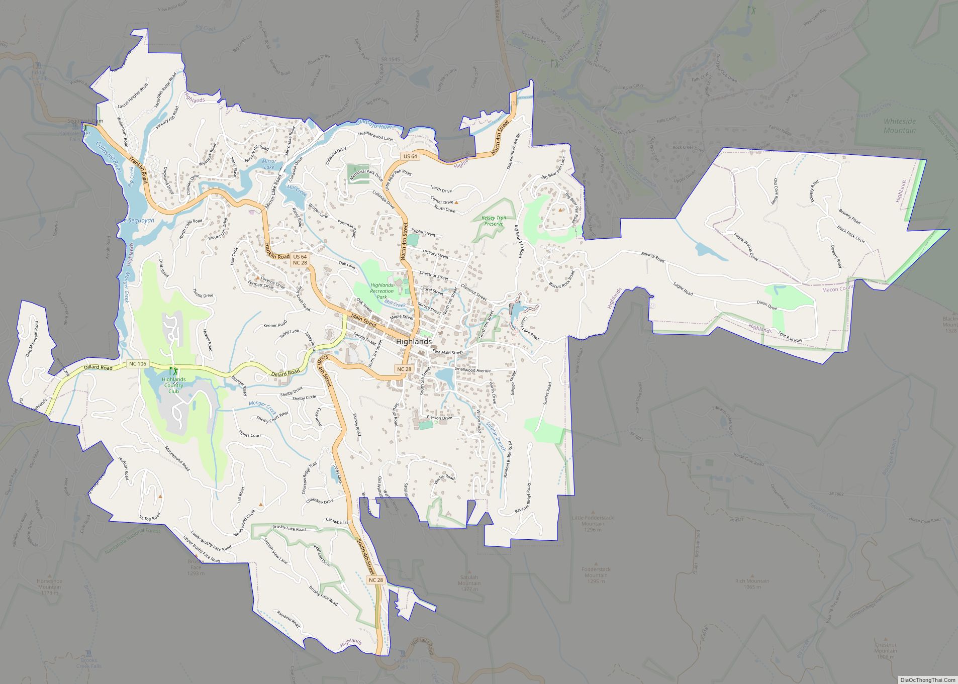 Map of Highlands town