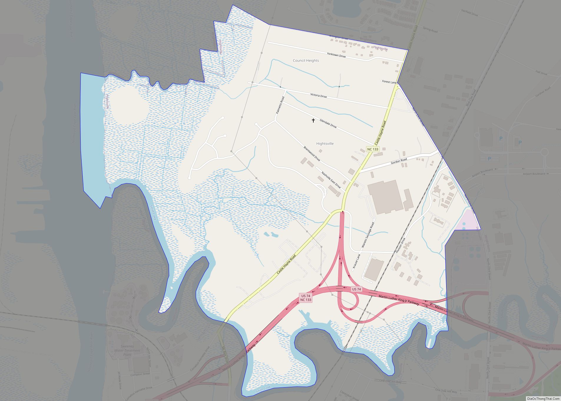 Map of Hightsville CDP