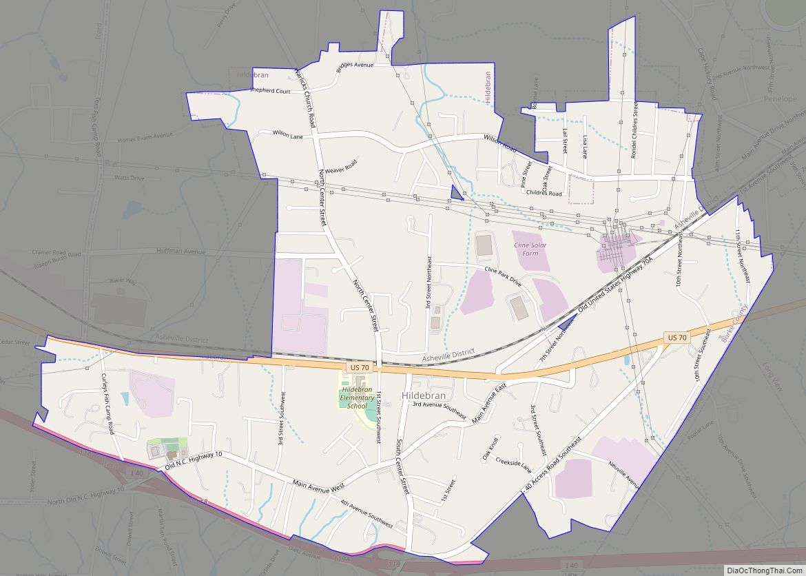 Map of Hildebran town