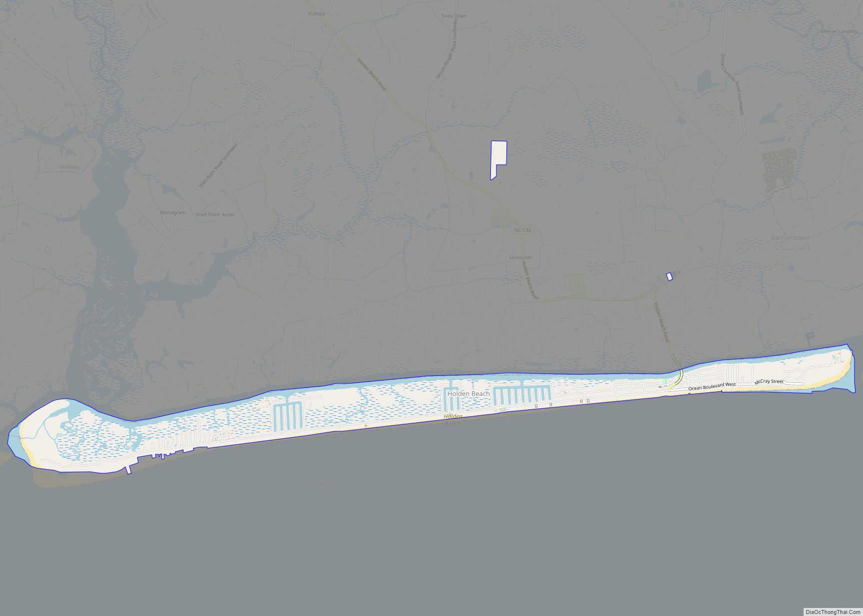 Map of Holden Beach town