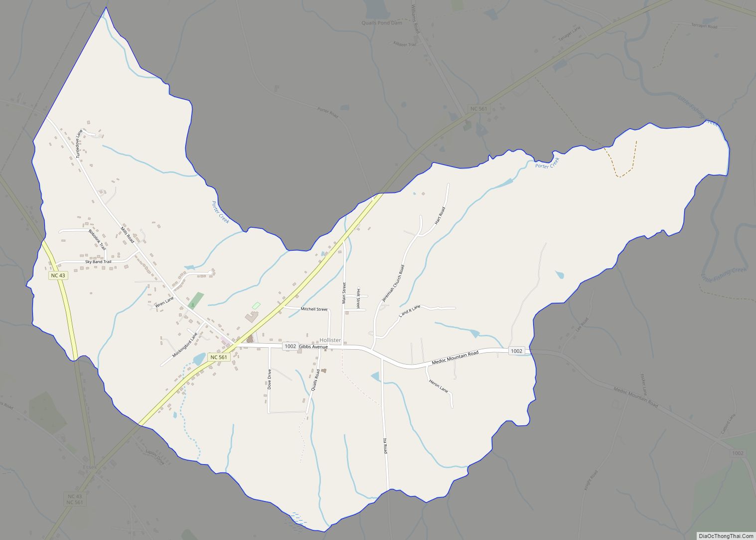 Map of Hollister CDP, North Carolina