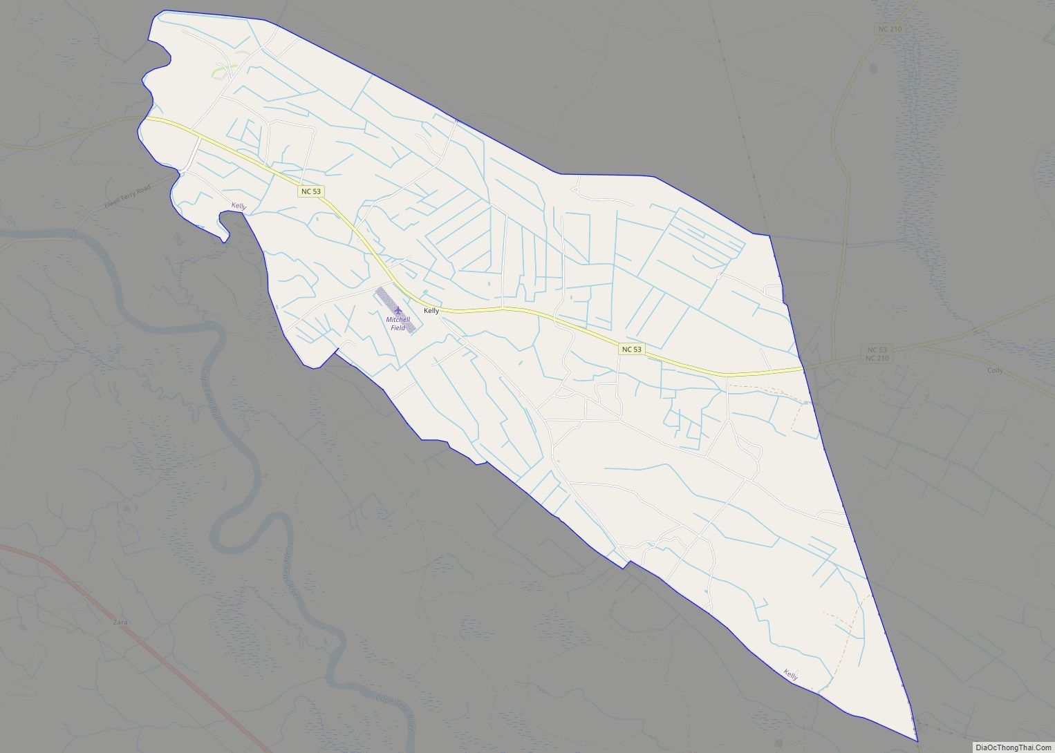 Map of Kelly CDP, North Carolina