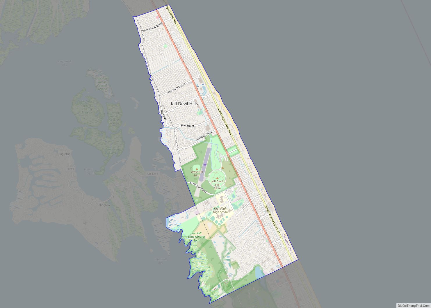 Map of Kill Devil Hills town