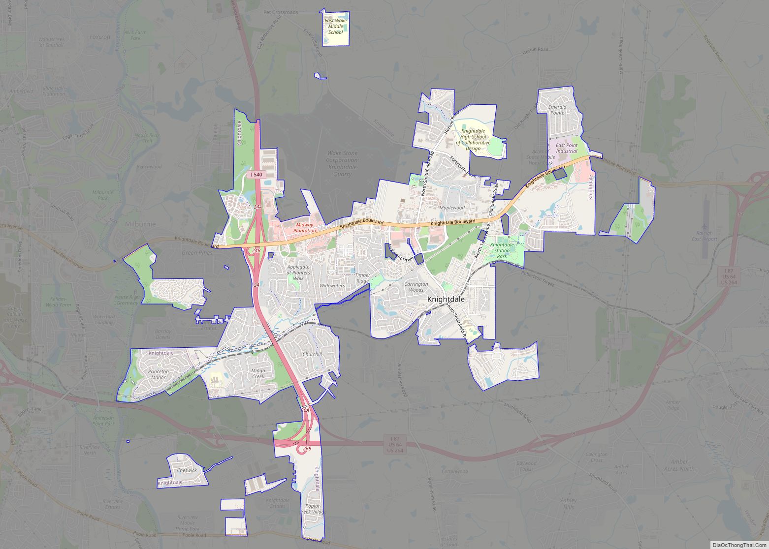 Map of Knightdale town