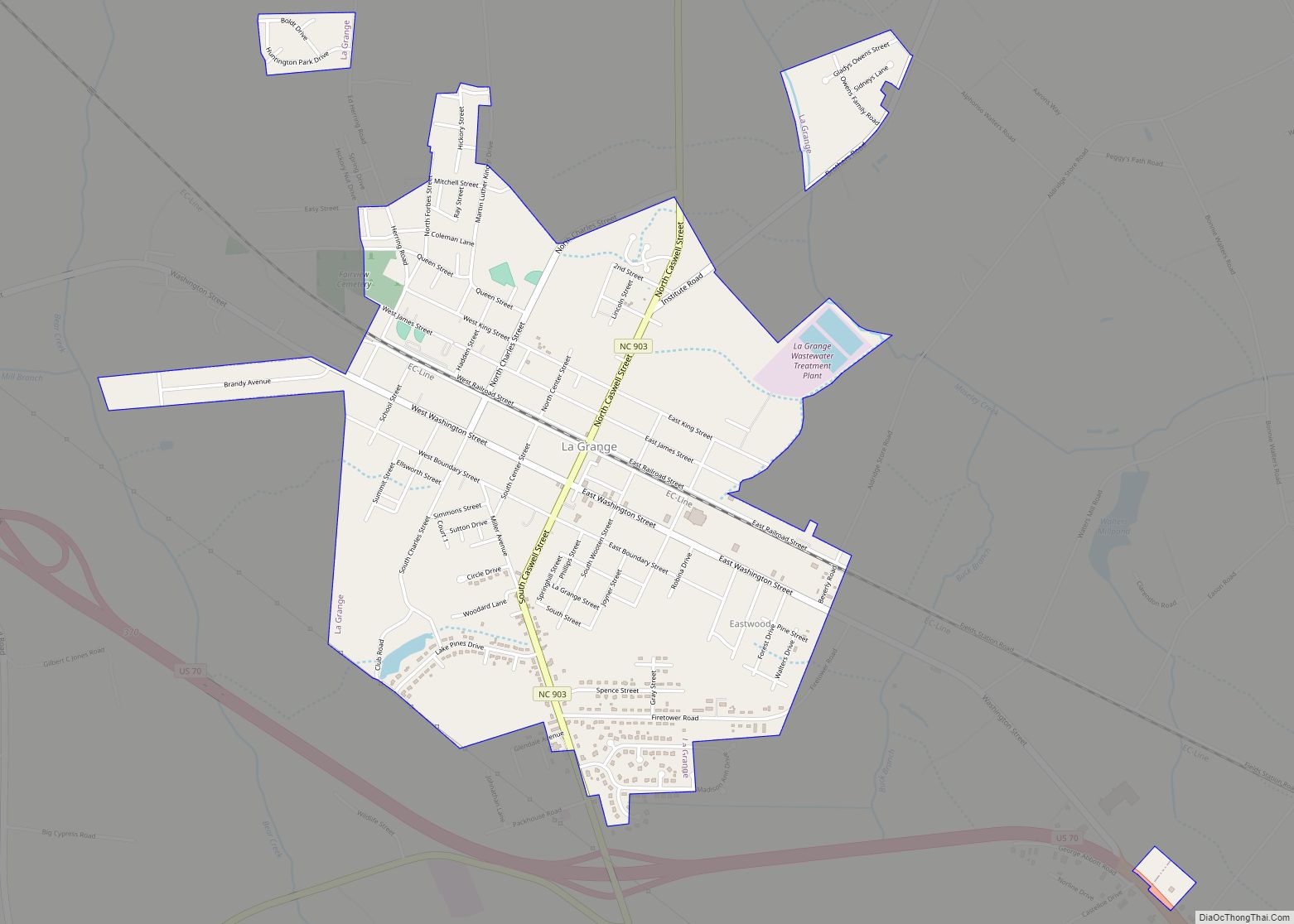 Map of La Grange town, North Carolina