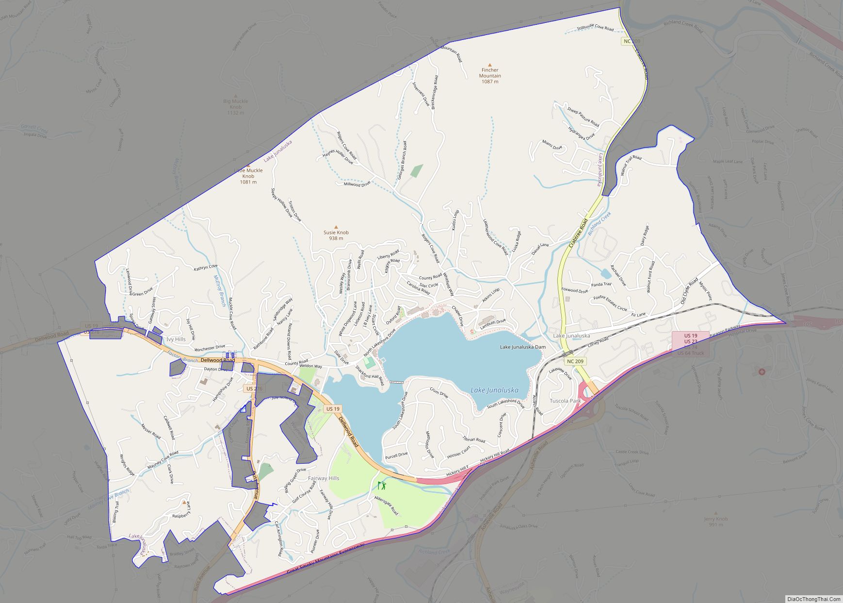 Map of Lake Junaluska CDP