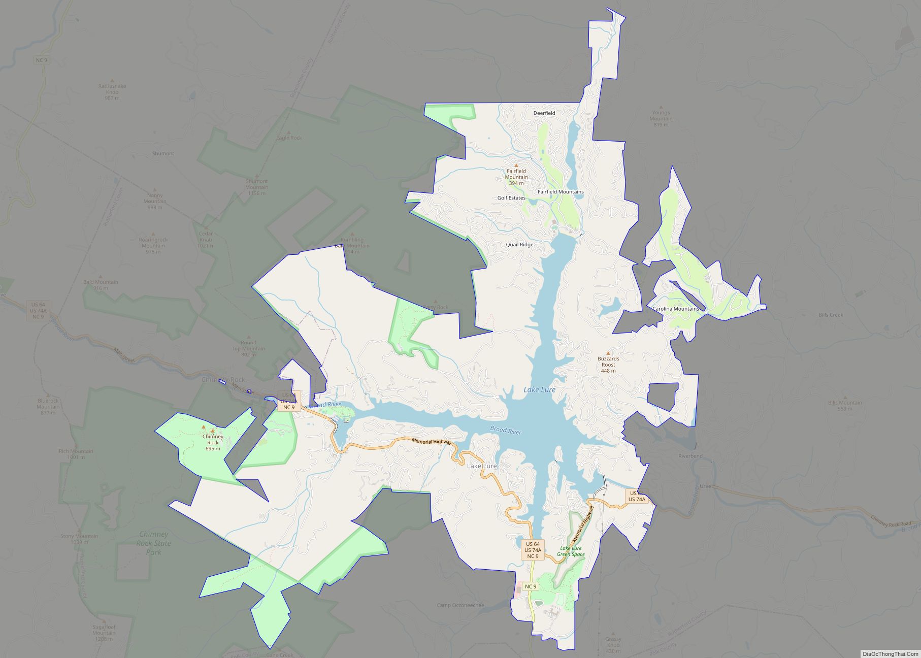 Map of Lake Lure town