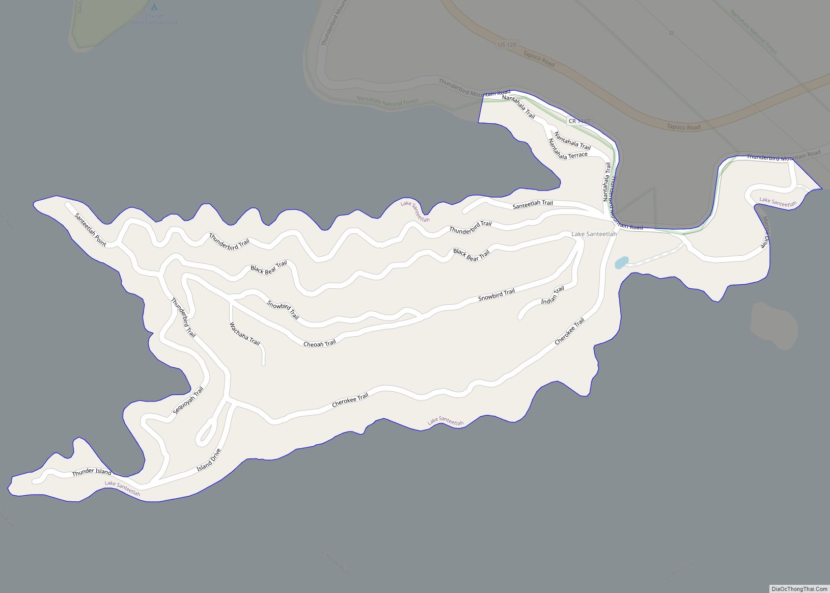 Map of Lake Santeetlah town