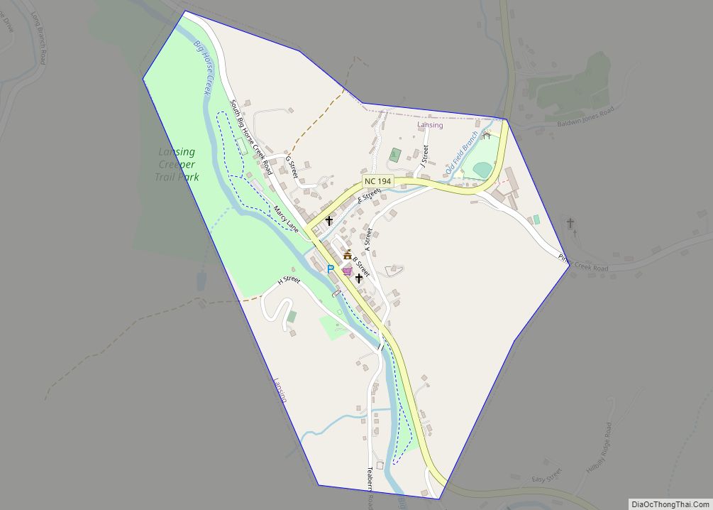 Map of Lansing town, North Carolina