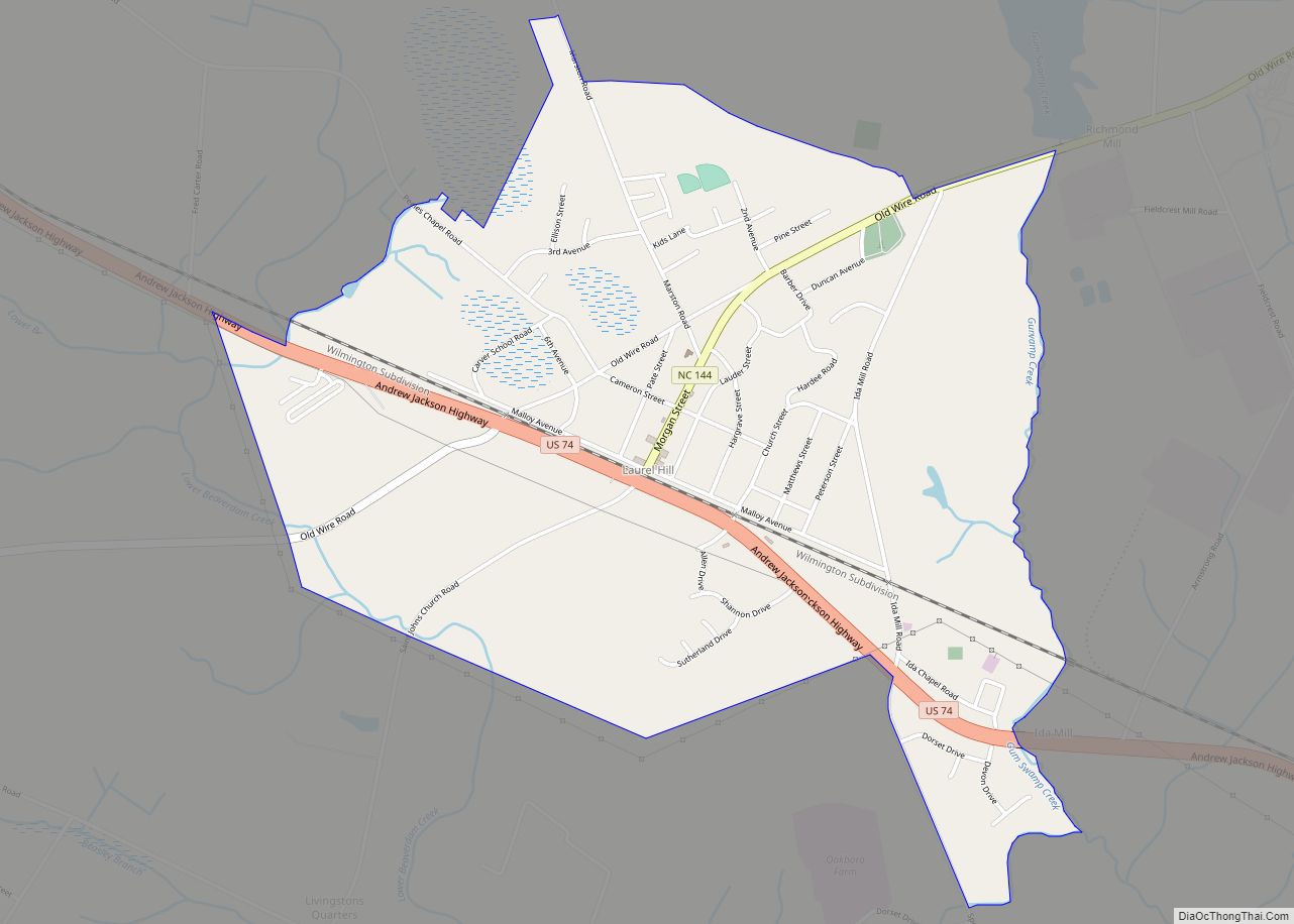 Map of Laurel Hill CDP, North Carolina