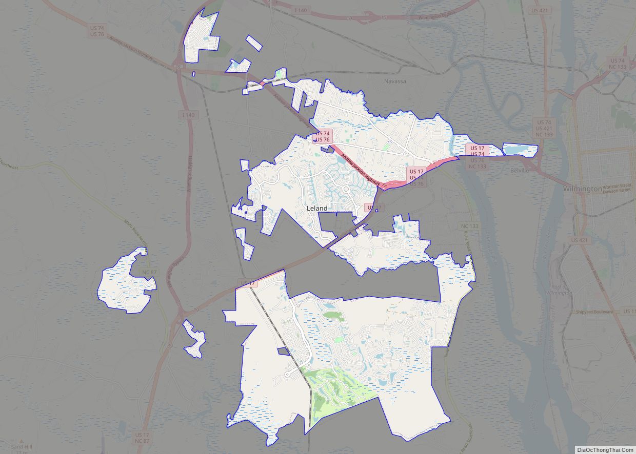 Map of Leland town, North Carolina