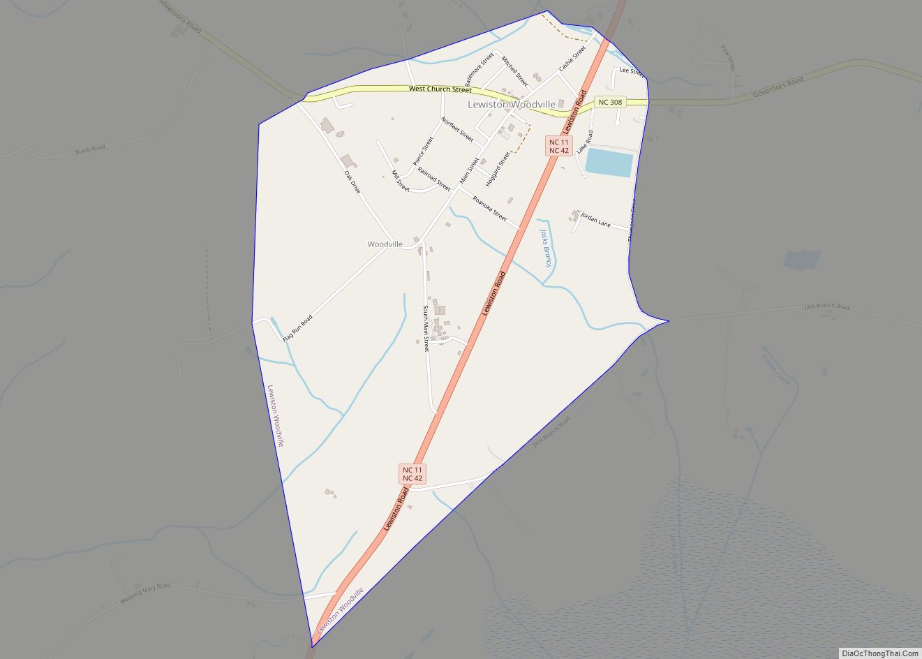 Map of Lewiston Woodville town