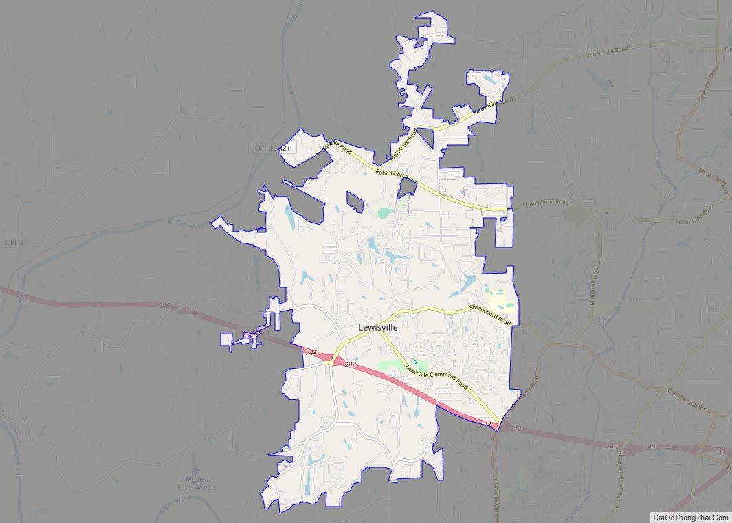 Map of Lewisville town, North Carolina