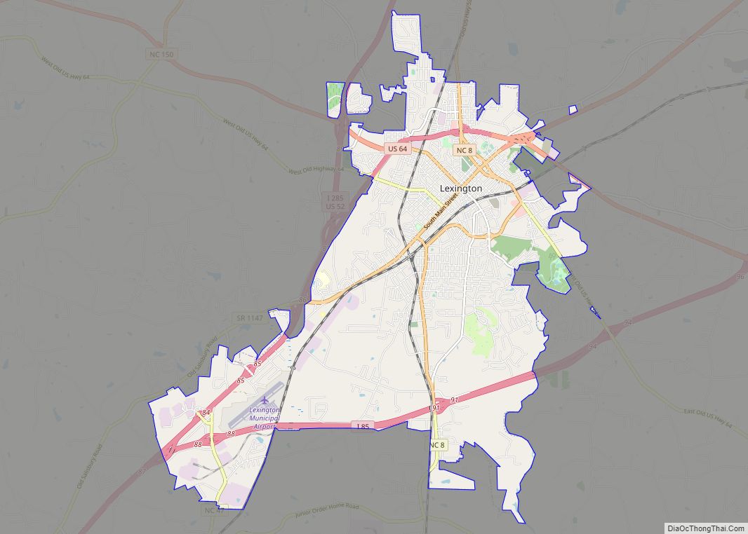 Map of Lexington city, North Carolina