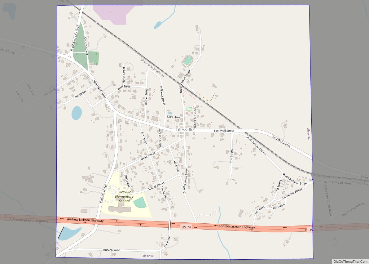 Map of Lilesville town