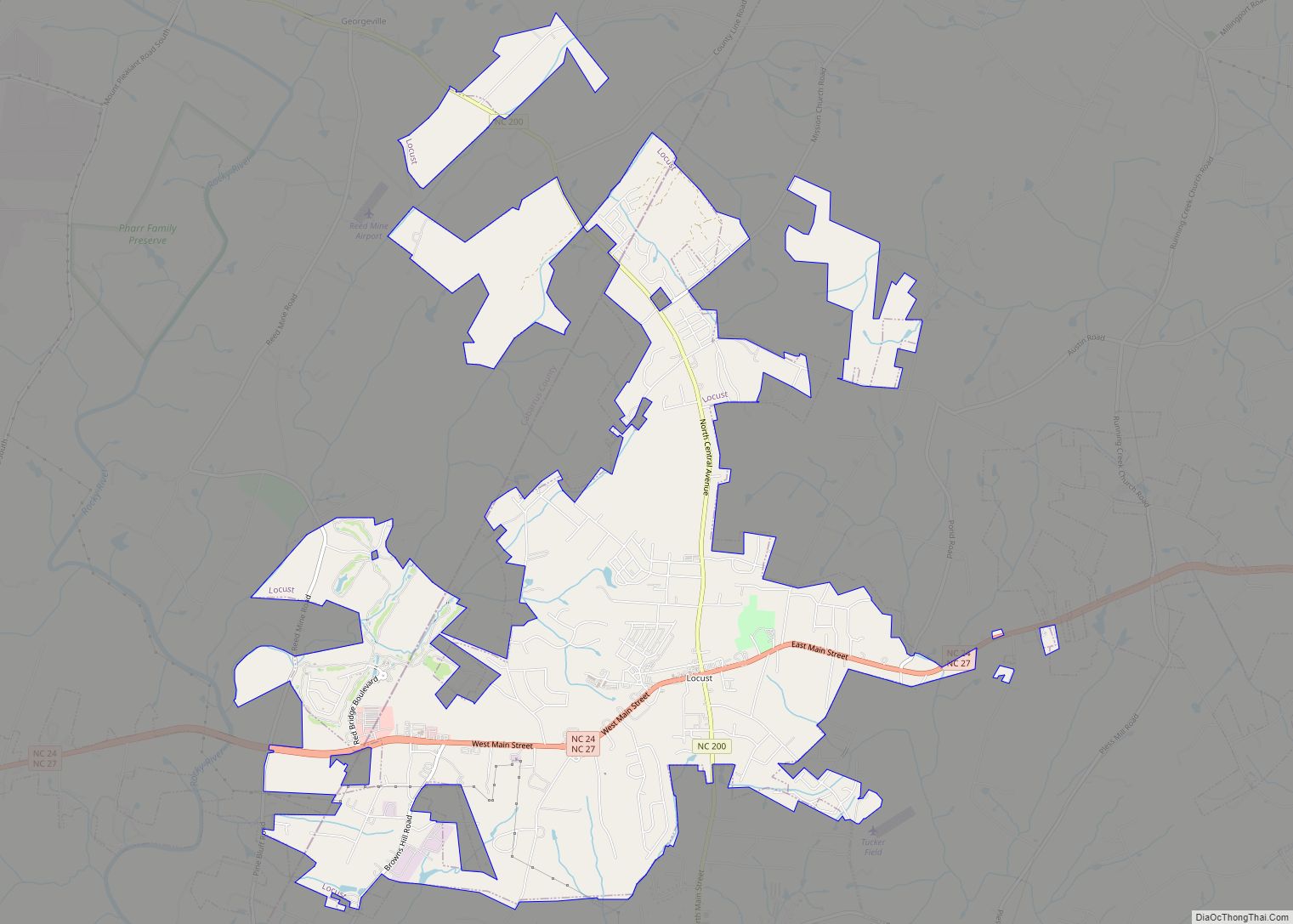 Map of Locust city